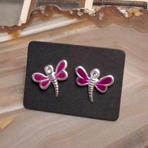 Purple Dragonfly Stud Earrings